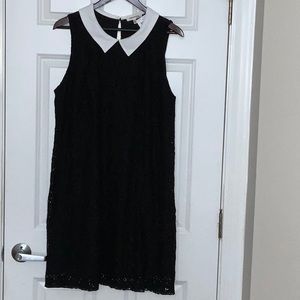 Monteau Black Lace Mini Dress with White Collar | Size 1X | NWT